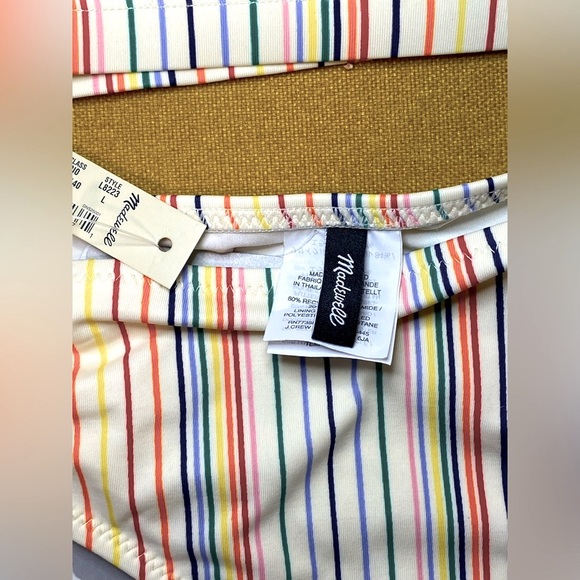 Madewell Second Wave Sport Bikini Top & Bottom in Rainbow Stripe | Sz L - Picture 4 of 8